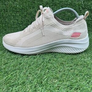 Skechers Ultra Flex 3.0 149854 Womens Size 11 Beige Knit Running Shoes Sneakers
